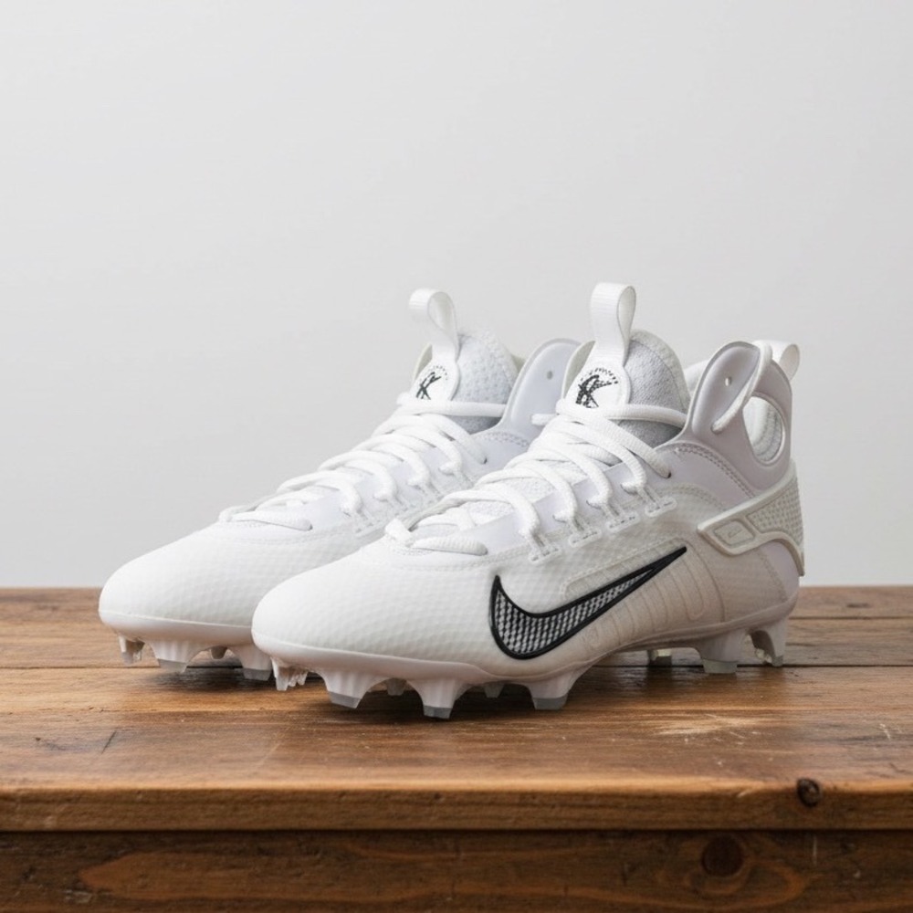 NEW Nike Huarache 9 Elite LAX Lacrosse Cleats White Black FD0088-101 Mens 5.5